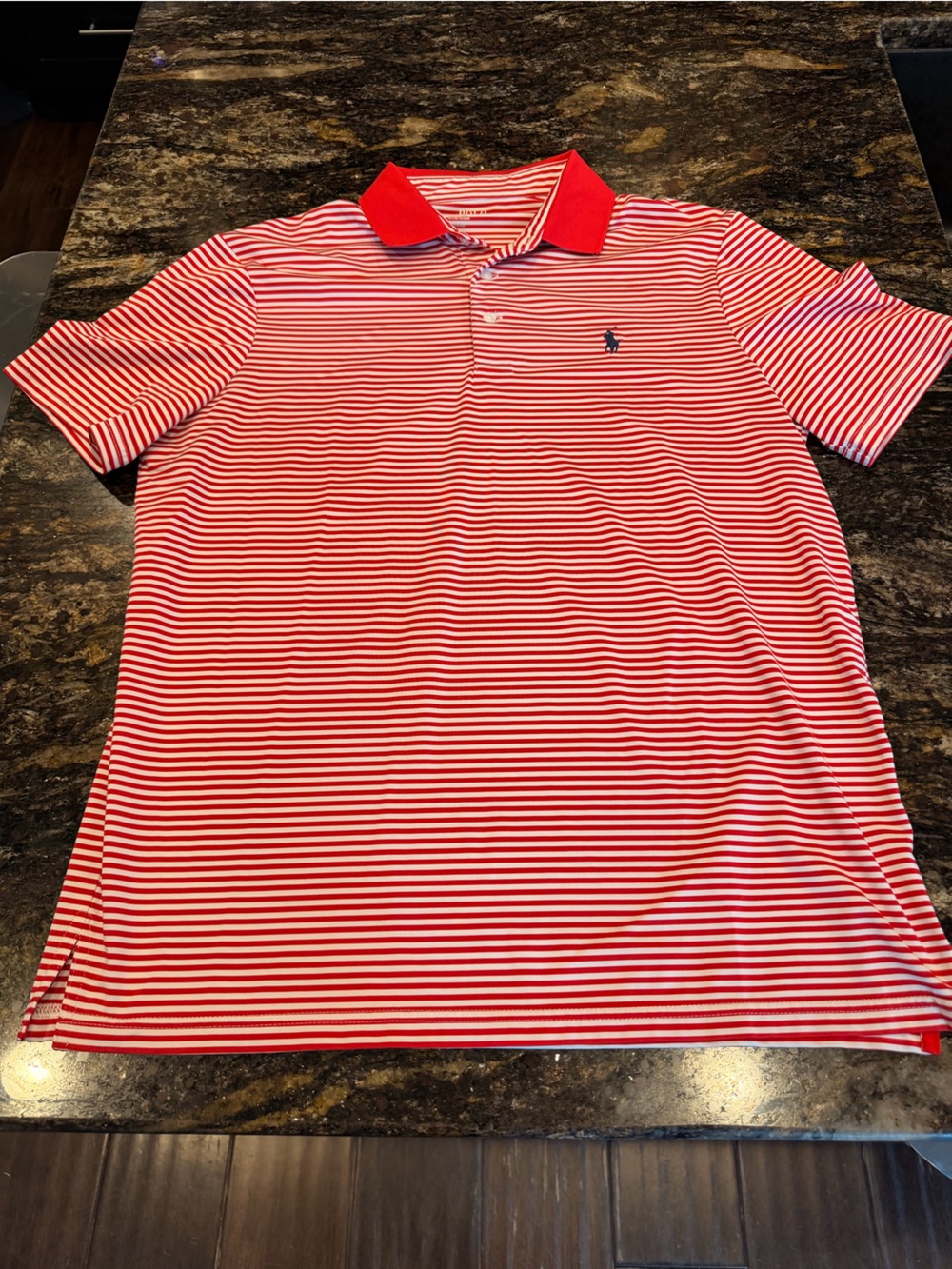 Polo Performance by Ralph Lauren Red and White Striped Mens Polo M